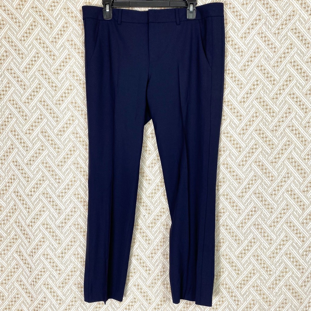 Vince Sz 12 Straight Leg Trouser Wool Quiet Luxury Career Work Office Chic Navy - Picture 2 of 7